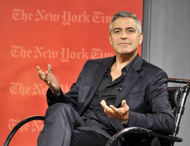 WEST HOLLYWOOD, CA - FEBRUARY 08: George Clooney paticipates in TimesTalks 'A Conversation With George Clooney And Alexander Payne' at SilverScreen Theater at the Pacific Design Center on February 8, 2012 in West Hollywood, California. (Photo by Toby Canham/Getty Images)