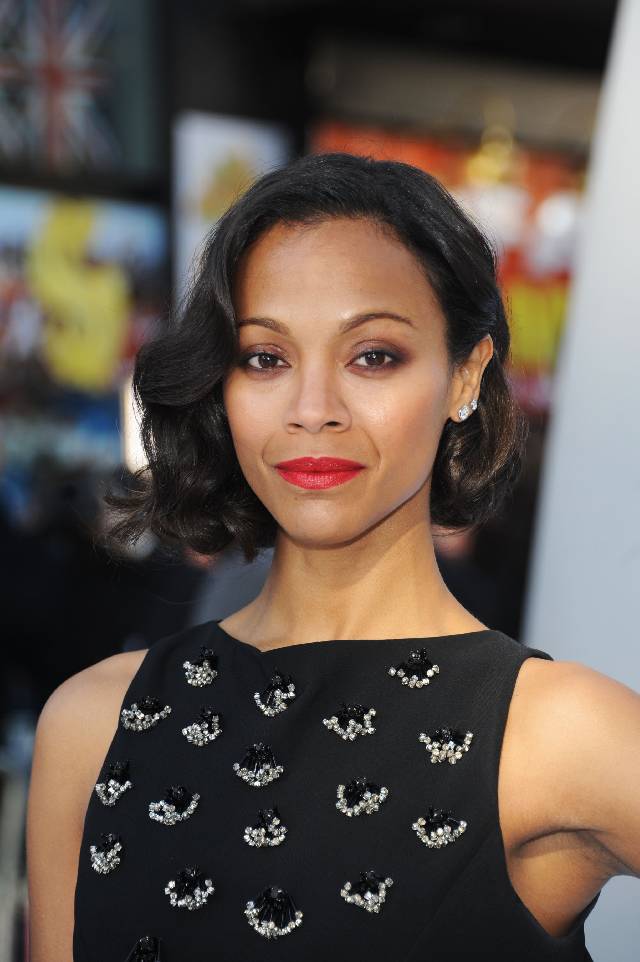 LONDON, ENGLAND - MAY 02: Actress Zoe Saldana attends the UK Premiere of