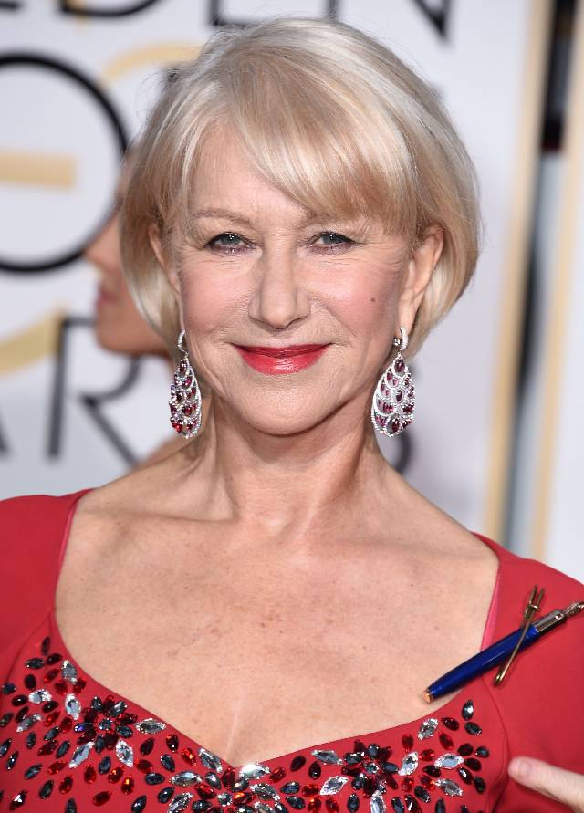 BEVERLY HILLS, CA - JANUARY 11: Helen Mirren arrives at the 72nd Annual Golden Globe Awards at The Beverly Hilton Hotel on January 11, 2015 in Beverly Hills, California. (Photo by Steve Granitz/WireImage)