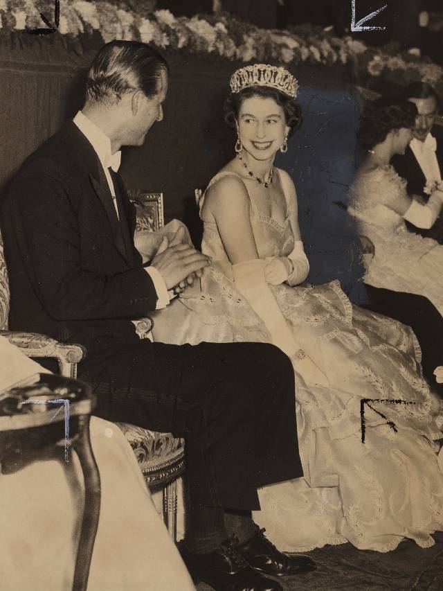 UNITED KINGDOM - NOVEMBER 29: Queen Elizabeth and Prince Philip at the Royal Film Show, 1953.