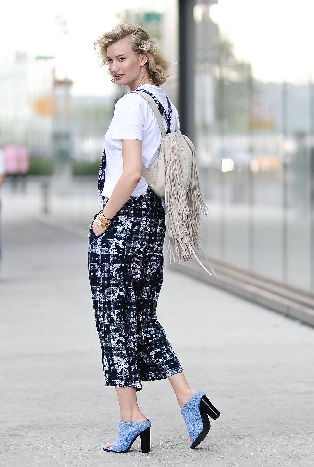 NEW YORK, NY - SEPTEMBER 06: Blogger Zanita Whittington is seen outside the Tibi show wearing a Tibi Jumpsuit, Tibi shoes and a Barbara Bonner backpack on September 6, 2014 in New York City. (Photo by Daniel Zuchnik/Getty Images)