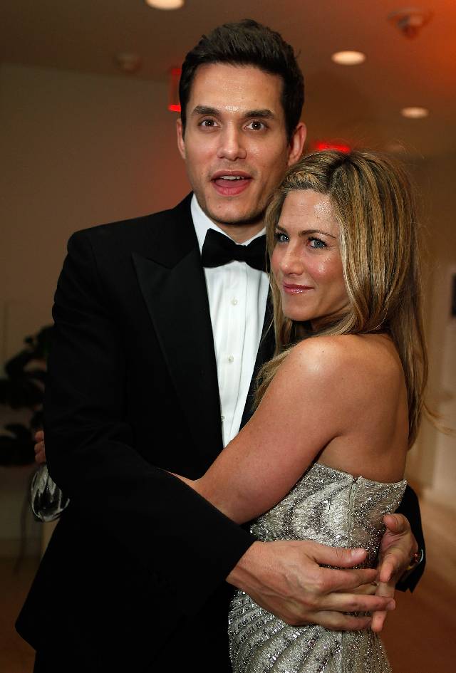 WEST HOLLYWOOD, CA - FEBRUARY 22: (***EXCLUSIVE ACCESS SPECIAL RATES APPLY*** NO TV BROADCAST IN THE USA OR CANADA UNTIL FEBRUARY 26.) Musician John Mayer and actress Jennifer Aniston attend the 2009 Vanity Fair Oscar party hosted by Graydon Carter at the Sunset Tower Hotel on February 22, 2009 in West Hollywood, California. (Photo by Jeff Vespa/VF/WireImage for Vanity Fair)