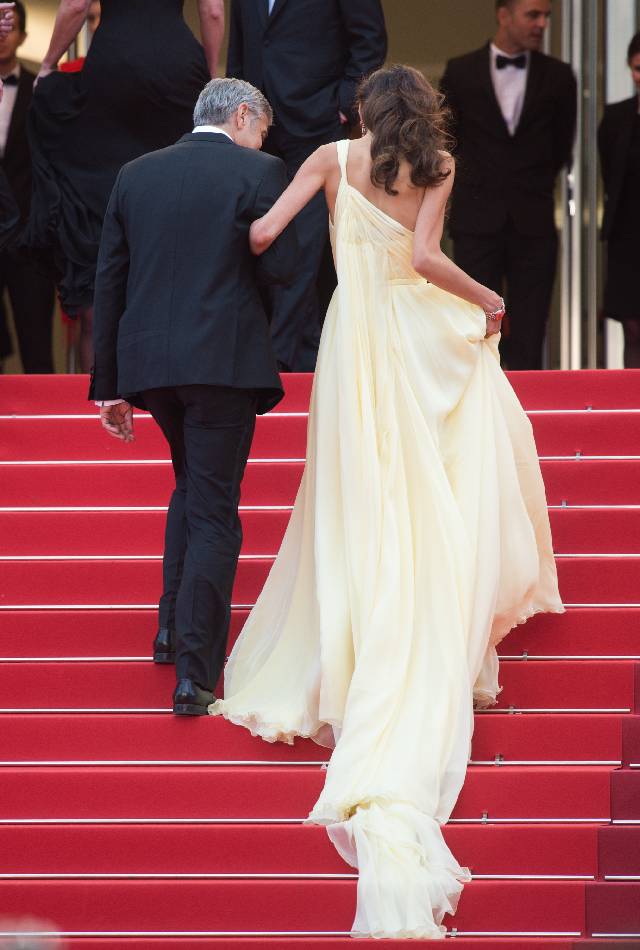 CANNES, FRANCE - MAY 12: George Clooney and Amal Clooney attend the screening of 