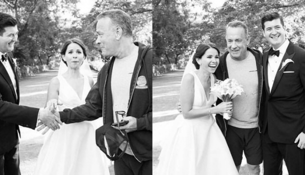 Borítókép: Imádjuk! Tom Hanks épp a Central Parkban kocogott, mikor beletrollkodott egy esküvőbe - VIDEÓ