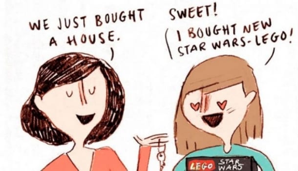 Borítókép: Halálvicces grafikák egy nőtől arról, ahogy éppen próbál felnőttként viselkedni