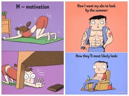 Borítókép: Ilyen, amikor kétségbeesetten próbáljuk formába hozni a testünket - 14 vicces rajz