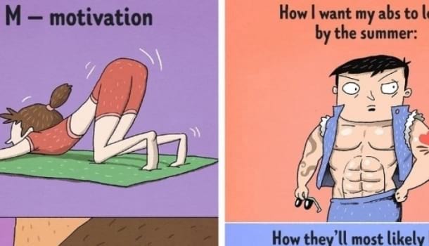 Borítókép: Ilyen, amikor kétségbeesetten próbáljuk formába hozni a testünket - 14 vicces rajz