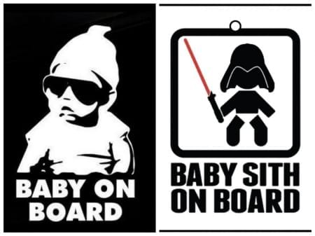 Borítókép: Ezeket a vagány "baby on board" táblákat még mi is kitennénk a kocsinkra!