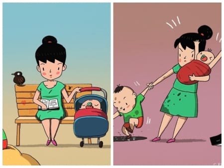 Borítókép: Képzelet vs. valóság: ezt csinálja egy nap egy anyuka, aki otthon van a gyerekeivel