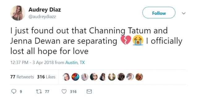 Most tudtam meg, hogy Channing Tatum és Jenna Dewan válnak. Hivatalosan is elvesztettem minden reményemet a szerelemben