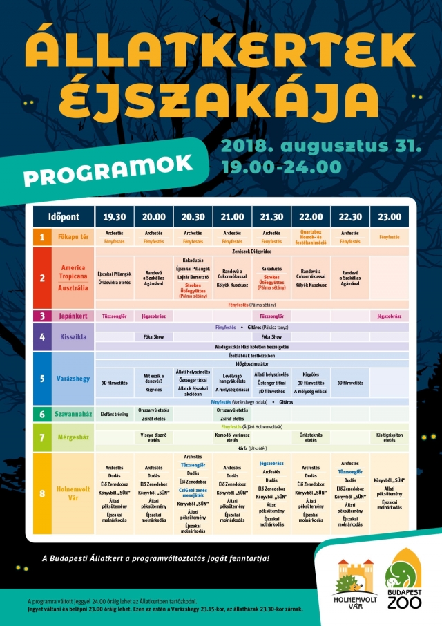 állatkertek éjszakája,állatkert,programok