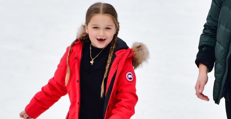 harper beckham,prios kabát,korcsolya