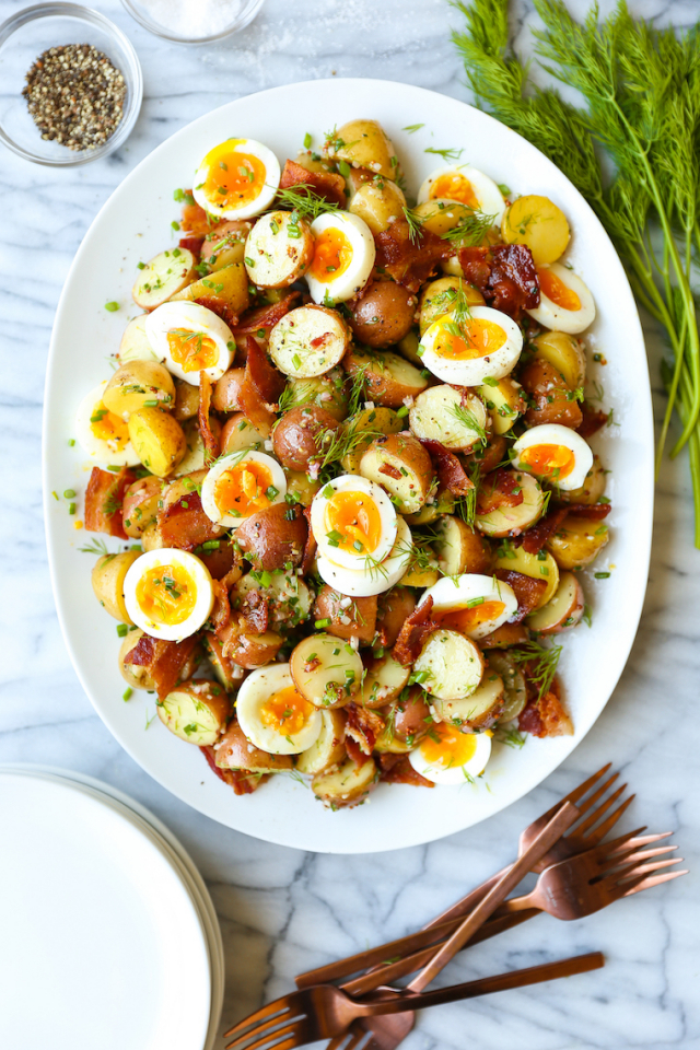 burgonya saláta,recept,bacon,burgonya,meleg burgonyasaláta