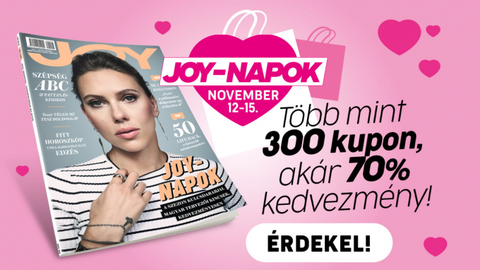 A Joy-napok alatt 50% kedvezménnyel fizethetsz elő a Joy & az InStyle lapszámaira is!