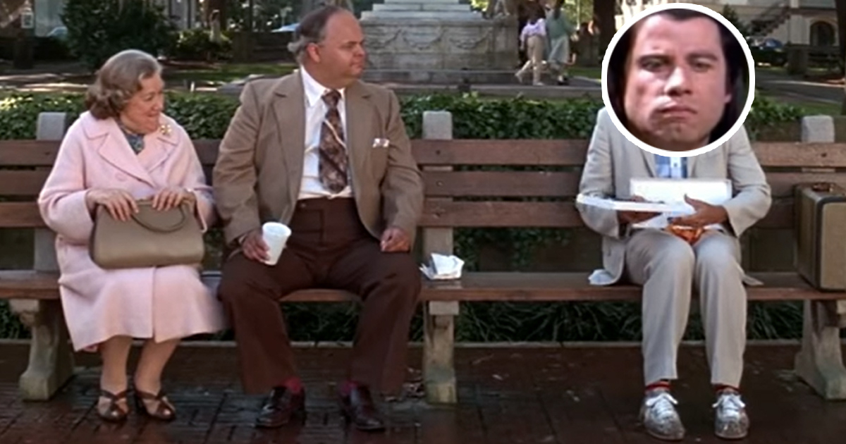 A montázs a Forrest Gump és a Ponyvaregény előzetesének egy-egy kockájából készült