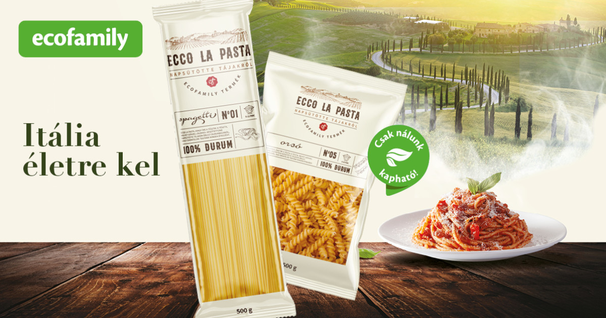 Fedezd fel az Ecco la Pasta mediterrán ízvilágú tésztákat az Ecofamily üzletekben!