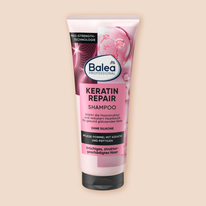 Balea PROFESSIONAL Sampon töredezett és károsodott hajra Keratin Repair, keratinnal és peptidekkel, 250 mlNyomj rá a képre és vásárold meg!