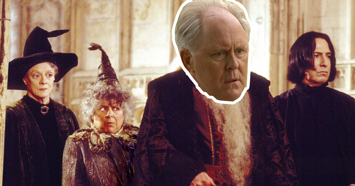 Montázs egy filmjelenettel és Lithgow arcával