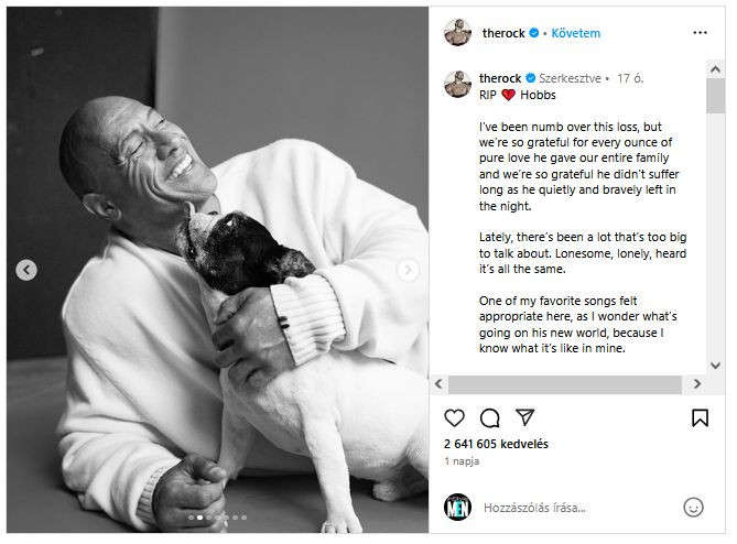 Képernyőfotó az Instagram posztról