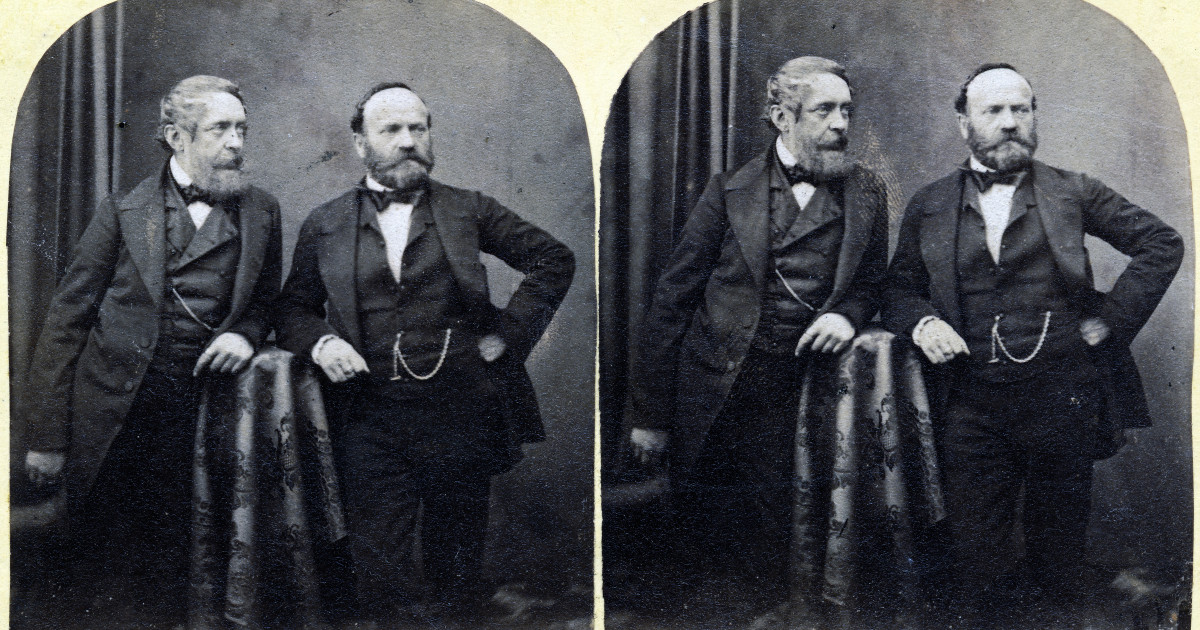 Kossuth Lajos barátjával Ihász Dániellel. A felvétel 1855 körül készült.