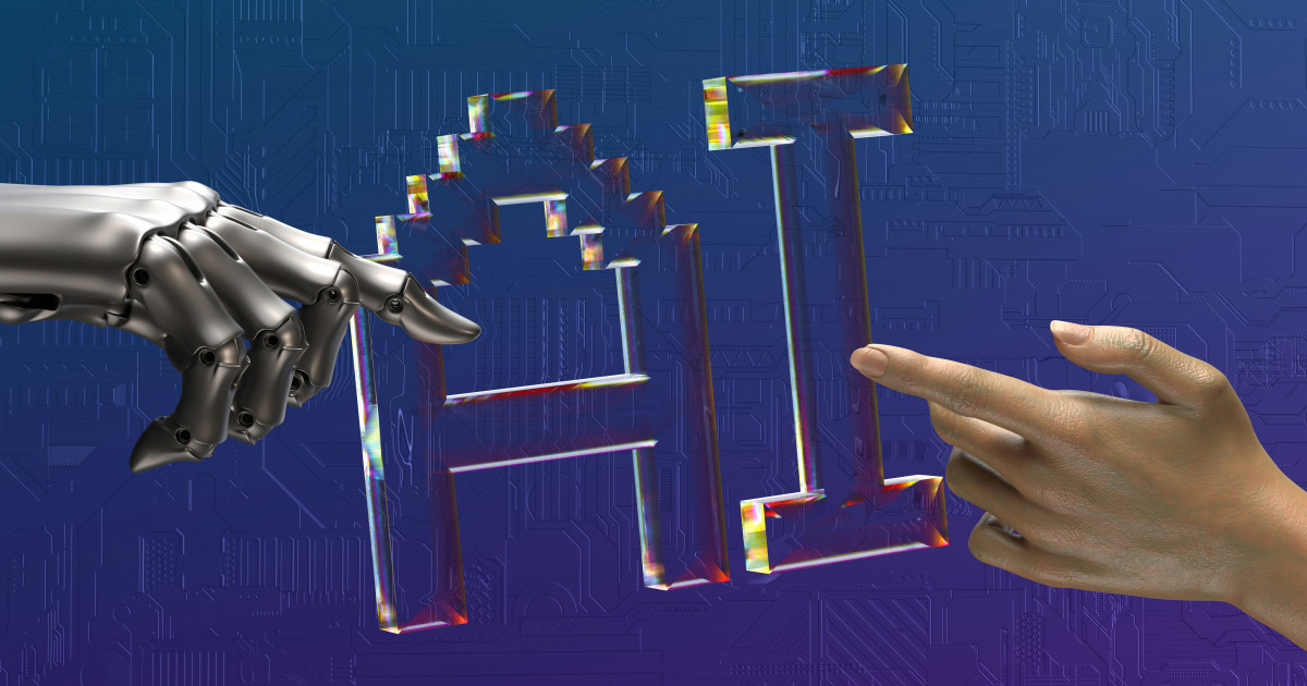 Egy robot és egy ember keze