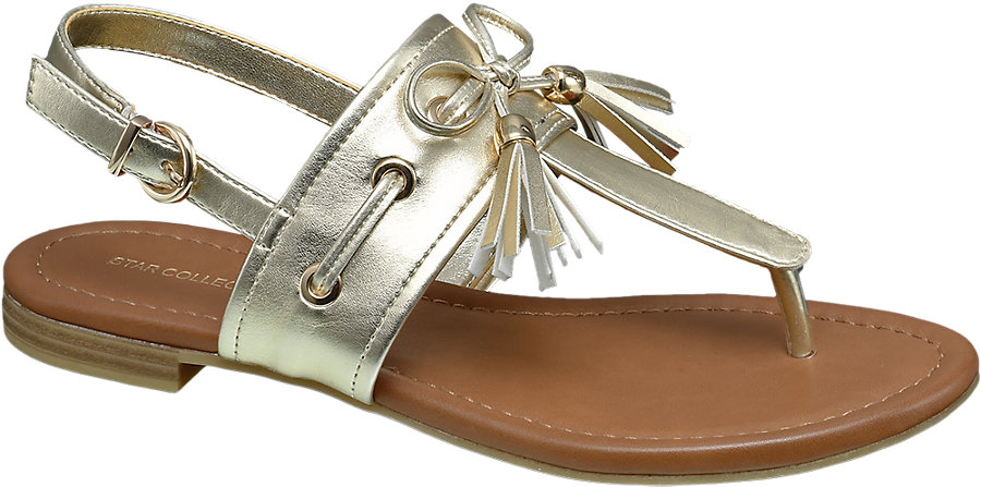 Star Collection Aranyszínű rojtos szandál 